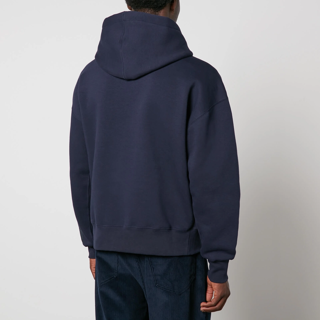 AMI Paris Tonal Logo Cotton-Jersey Hoodie - S
